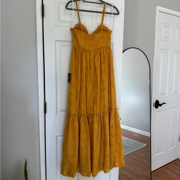 Lulus Charm And Charisma Mustard Yellow Burnout Floral Maxi Dress - Size S - Picture 4 of 8
